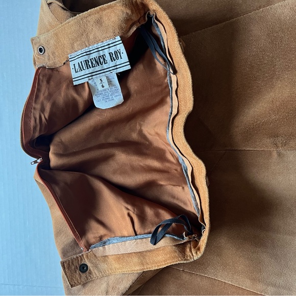 Vintage Laurence Roy Suede Leather A-Line High Waist Brown Long Midi Skirt - Picture 16 of 16